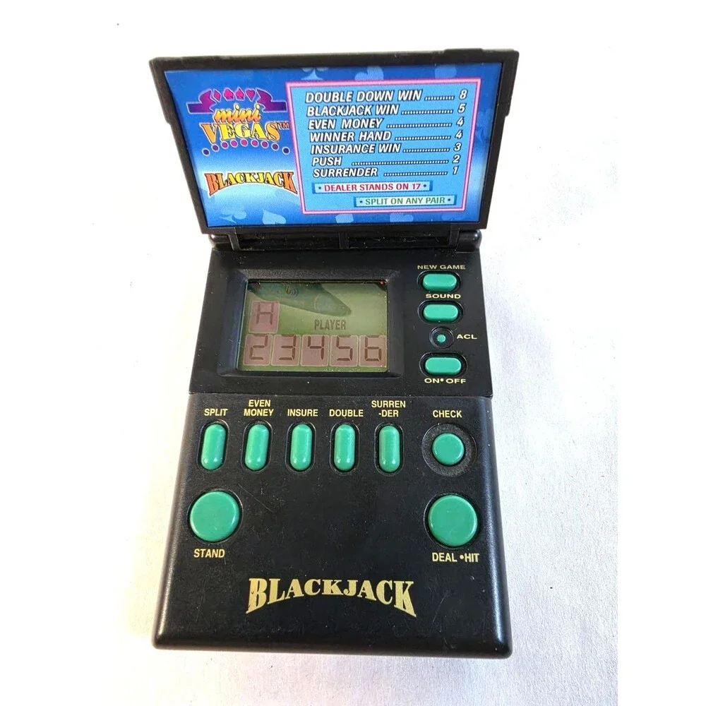 Vintage Mini Vegas Blackjack Handheld With Cover Tested Works